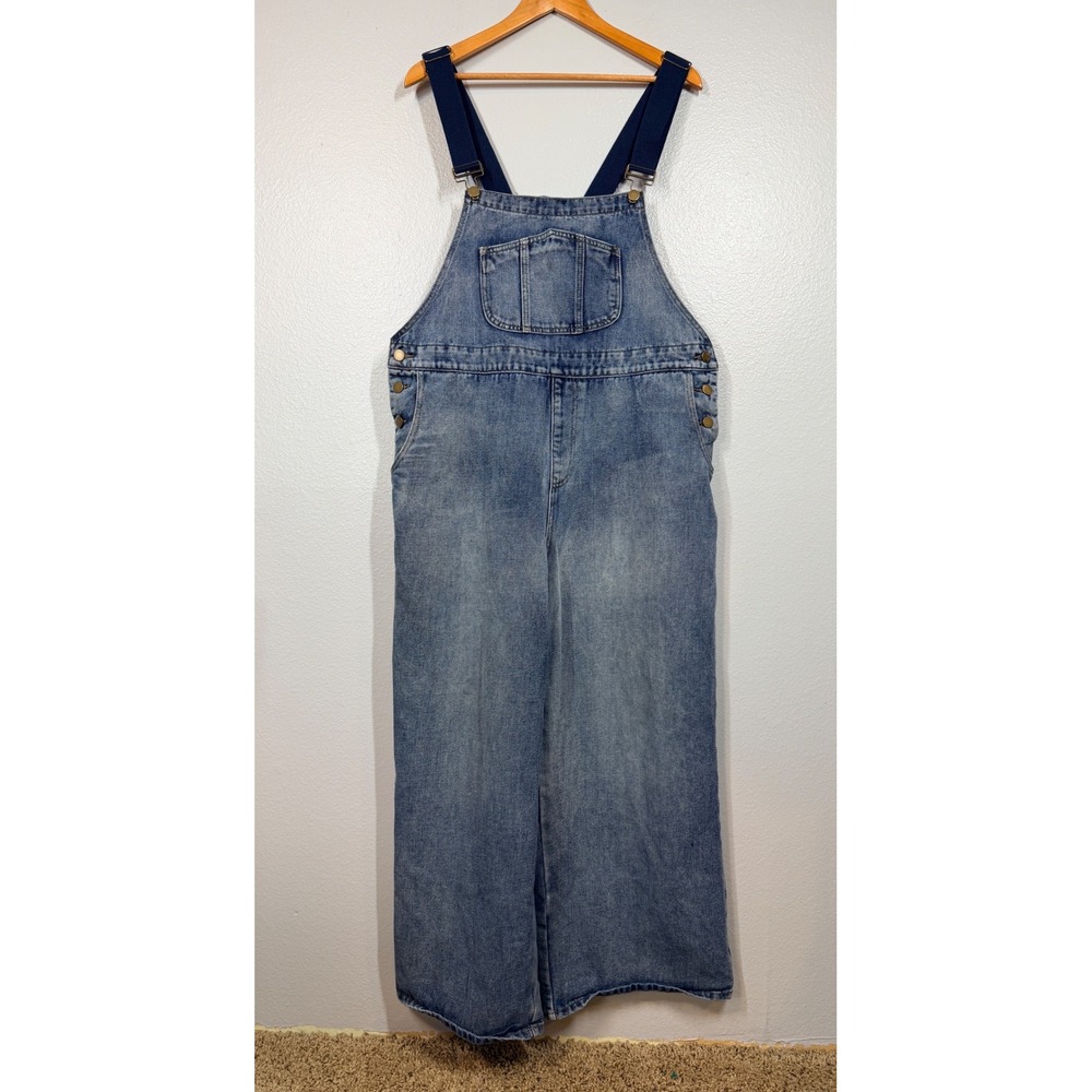 Cider Denim Overalls Women 1XL Blue Denim Wide Leg Carpenter Western Cowgirl - Picture 2 of 8